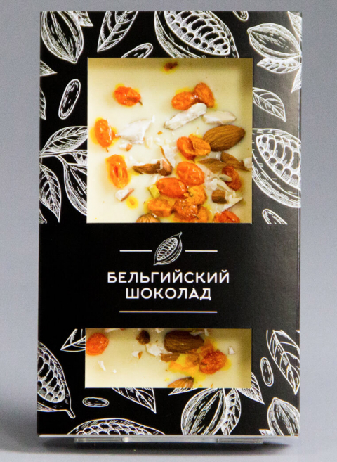 Белый бельгийский шоколад с облепихой и миндалем