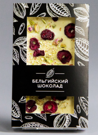 Белый шоколад с вишней и фисташками